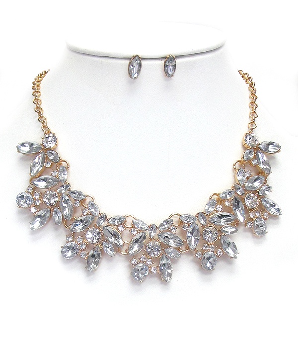 Multi Facet Stone And Crystal Necklace Set
