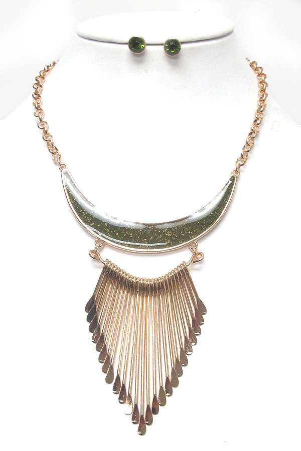 Multi Fine Metal Wire Drop Tribal Style Necklace Set