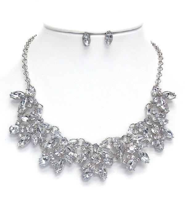 Multi Facet Stone And Crystal Necklace Set