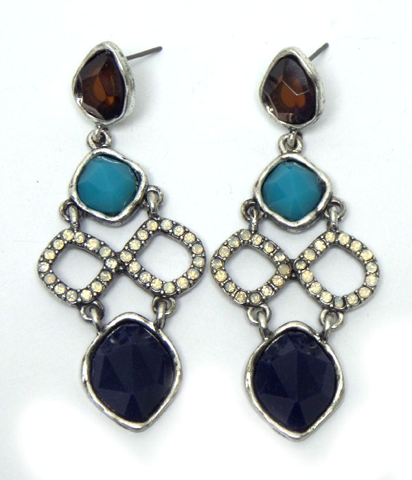 Teardrop With Crystals And Stones Drop Earrings