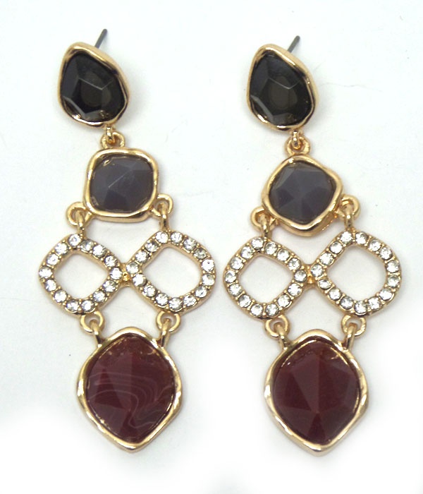 Teardrop With Crystals And Stones Drop Earrings