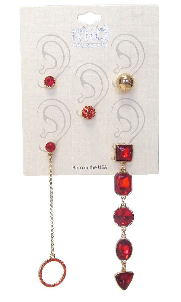 Unbalanced 5 Piece Earring Set