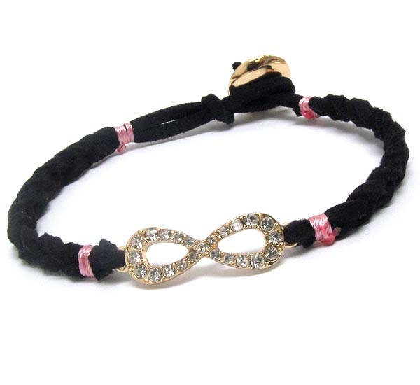 Crystal Infinite And Woven Leatherette Band Bracelet