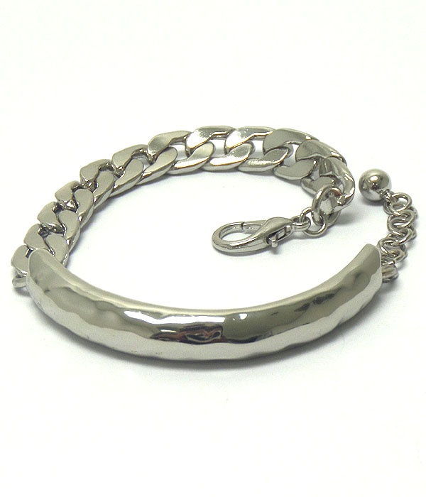 Hammered Metal And Thick Chain Mix Bracelet
