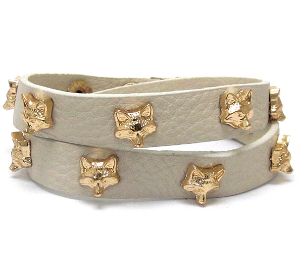 Multi Fox Deco Leatherette Band Rihanna Style Wrap Bracelet