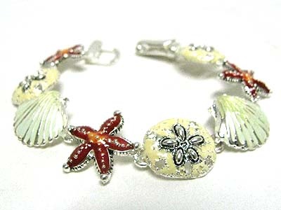 Color Sand Dollar Link Magnetic Clasp Bracelet