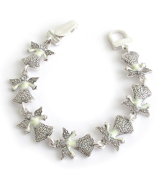 Religious Theme Multi Angel Link Magnetic Bracelet