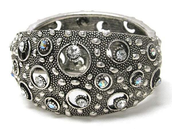 Crystal Bubble Deco Metal Bangle Bracelet