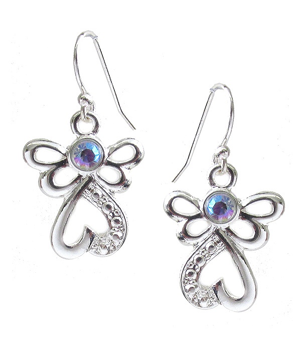 Crystal Center Guardian Angel Earring