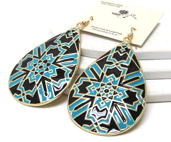 Metal Tear Drop Fashion Designer Style Epoxy Large Drop Earring