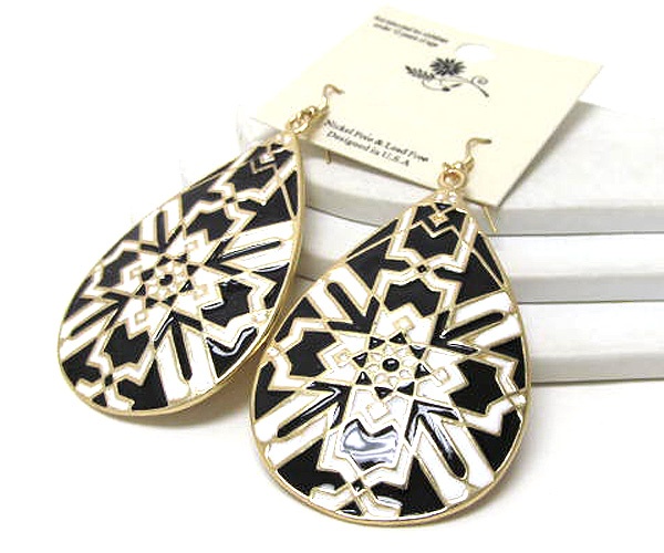 Metal Tear Drop Fashion Designer Style Epoxy Large Drop Earring