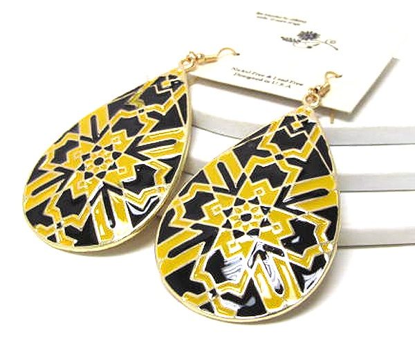 Metal Tear Drop Fashion Designer-Style Epoxy Large Drop Earring