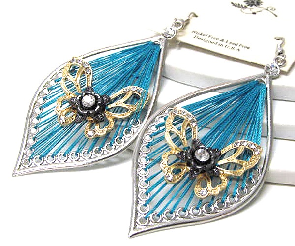 Metal Arrowhead Braided Yarn With Crystal Metal Butterfly Drop Earring