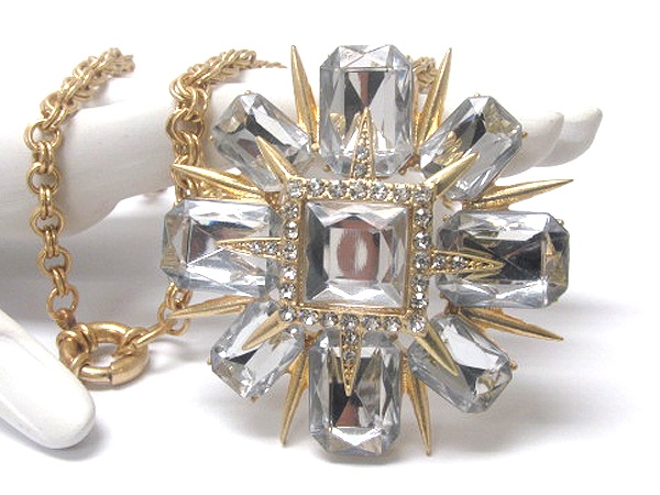 Metal Fashion Crystal Stone Flower Star Long Chain Necklace
