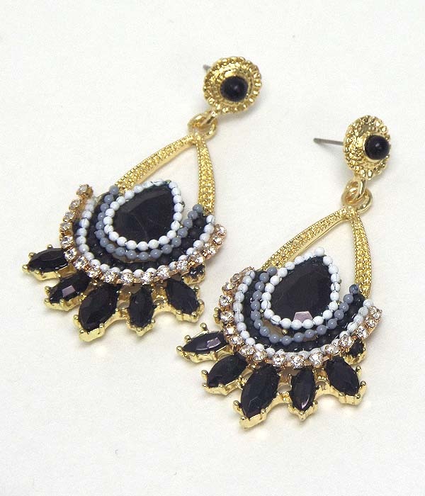 Crystal And Seed Bead On Teardrop Folkloric Earring