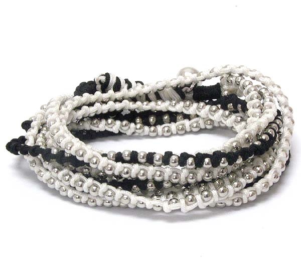 Multi Metal Stud Deco Triple Braided Cord Wrap Bracelet