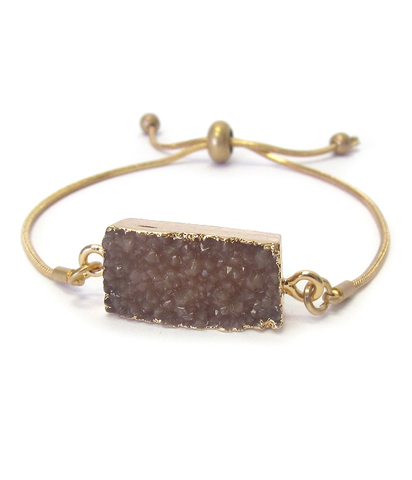 Druzy Stone Pull Tie Bracelet
