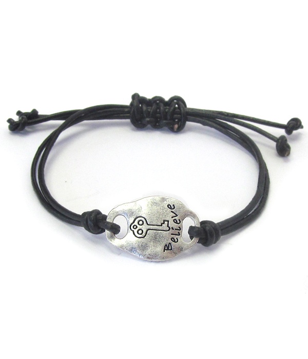 Inspiration Message Plate Adjustabel Pull Tie Bracelet - Believe