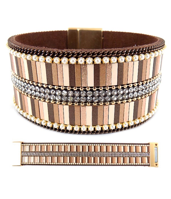 Multi Pearl And Crystal Magnetic Bracelet
