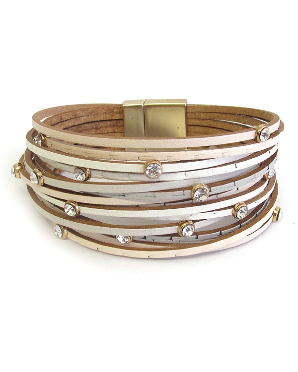 Multi Layer Leatherette Magnetic Bracelet