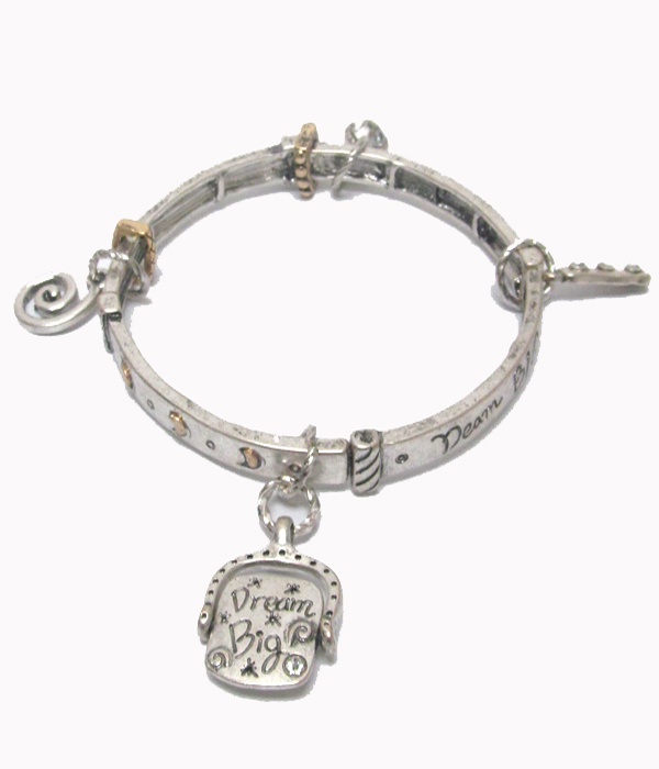 Message Charm Stretch Bracelet - Dream Big