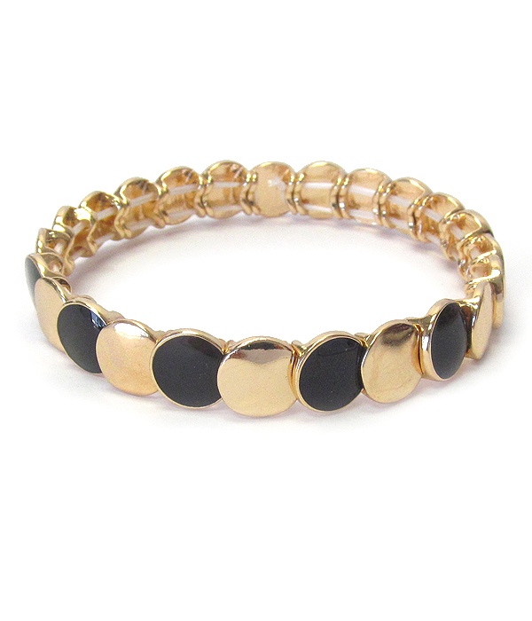 Epoxy Metal Disc Link Stretch Bracelet