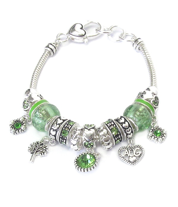 Birthstone Theme Multi Ring Bracelet - August
