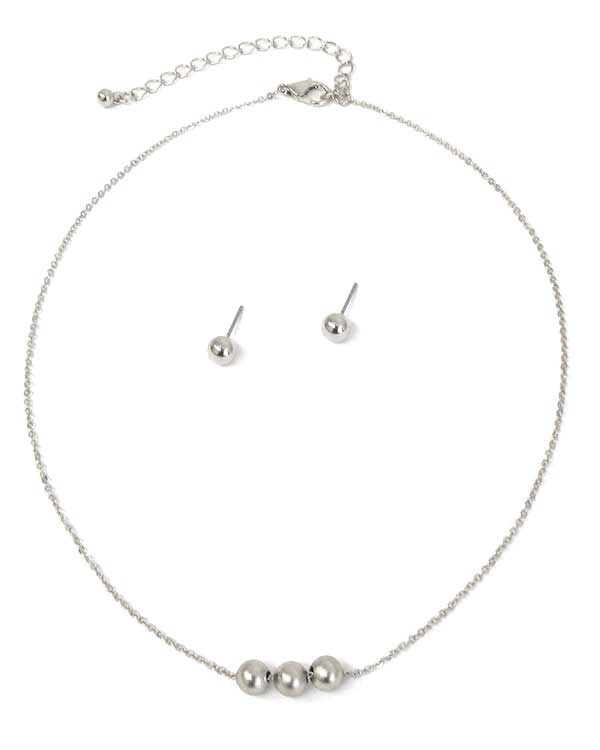 Triple Metal Ball Necklace Set