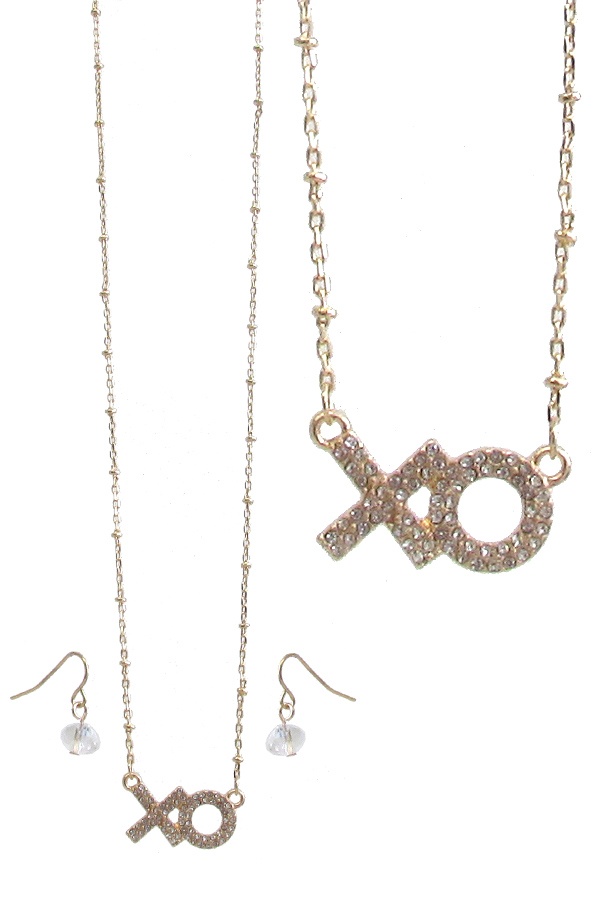Crystal Xo Pendant Necklace Set