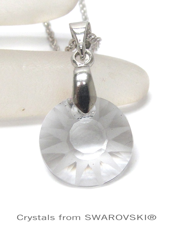 Genuine Swarovski Crystal Semplice Sun Pendant Necklace - Handcrafted In The Usa - Crystal