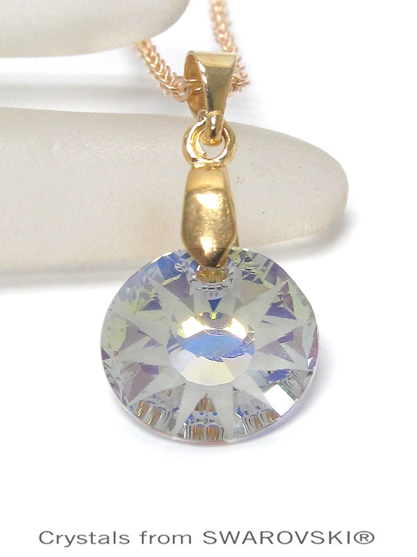 Genuine Swarovski Crystal Semplice Sun Pendant Necklace - Handcrafted In The Usa - Crystal Ab