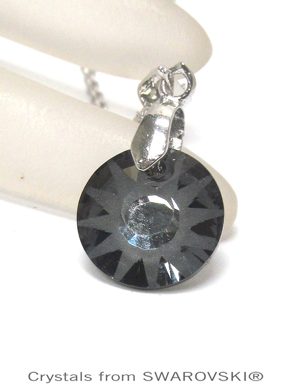 Genuine Swarovski Crystal Semplice Sun Pendant Necklace - Handcrafted In The Usa - Crystal Silver Night