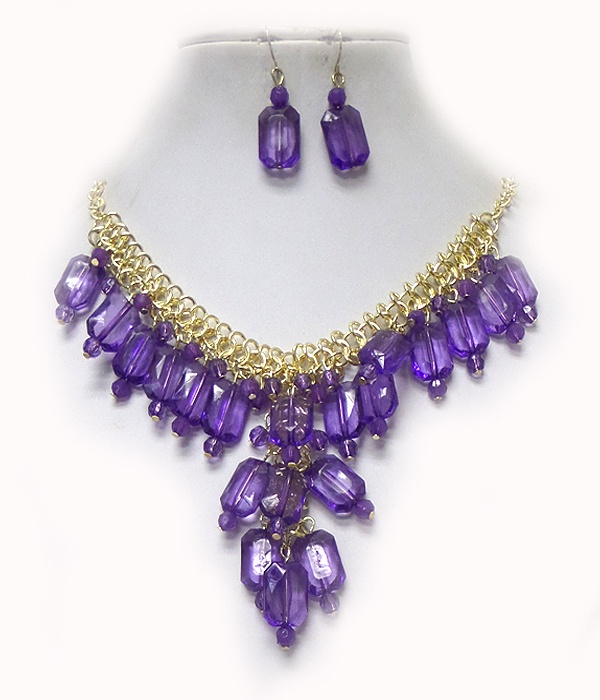 Chain Acrylic Drop Necklace Set