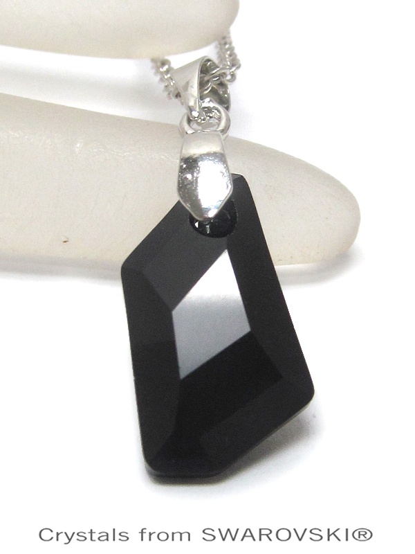 Genuine Swarovski Crystal Semplice De Art Pendant Necklace - Handcrafted In The Usa - Jet