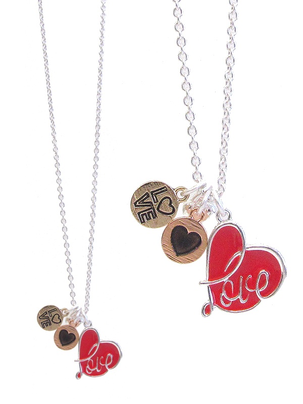 Valentine Theme Multi Heart Pendant Necklace -Valentine