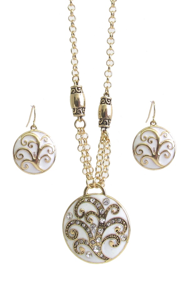 Designer Inspiration Epoxy Puffy Disc Pendant Necklace Set