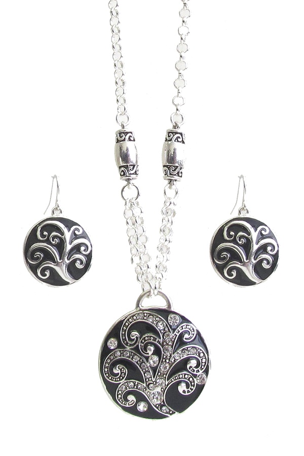 Designer Inspiration Epoxy Puffy Disc Pendant Necklace Set