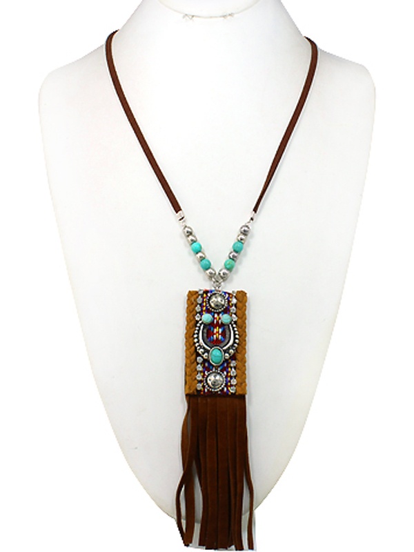 Bohemian Suede Tassel Necklace