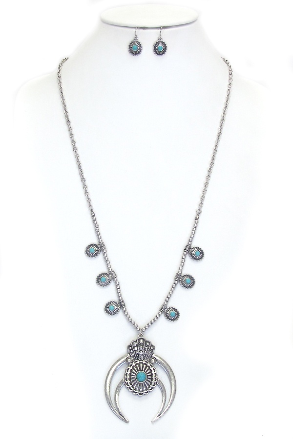Squash Blossom Long Necklace Set