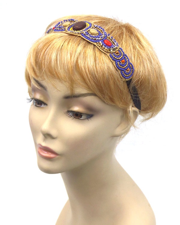 Handmade Multi Beads And Stone Headband