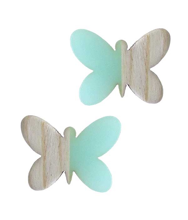 Half Resin And Wood Butterfly Earring