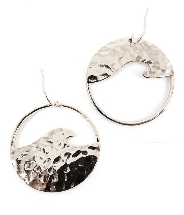 Hammered Wave Hoop Earring