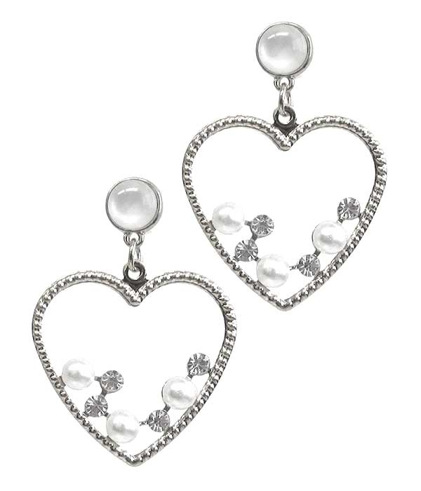 Pearl And Crystal Heart Earring -Valentine