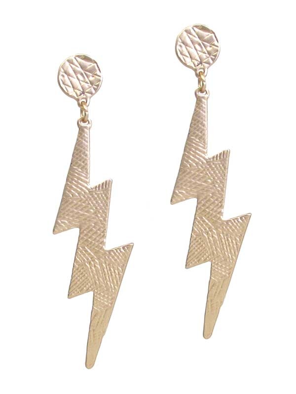 Scratch Metal Lightning Bolt Earring