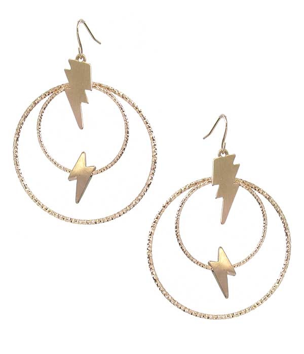 Lightning Bolt Double Hoop Earring