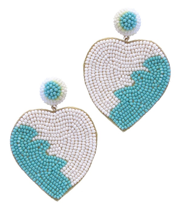 Multi Seedbead Heart Earring