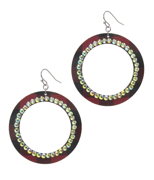 Buffalo Plaid Check Pattern Hoop Earring