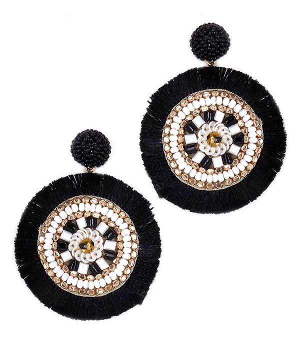 Handmade Seedbead And Tassel Earring