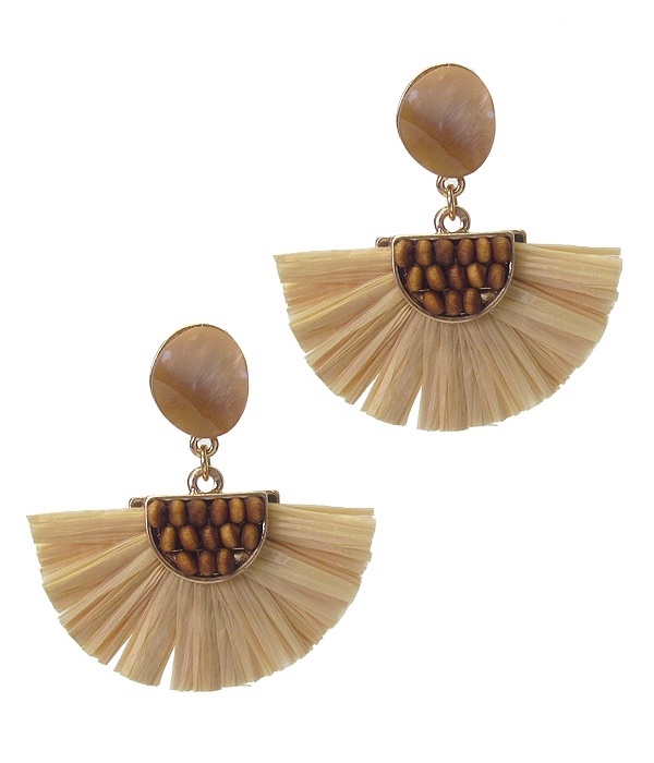 Shell And Raffia Fan Tassel Earring