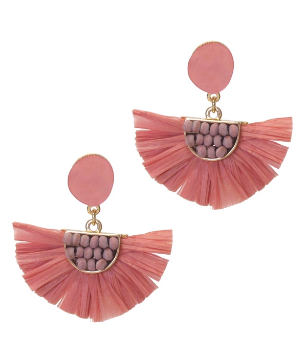 Shell And Raffia Fan Tassel Earring